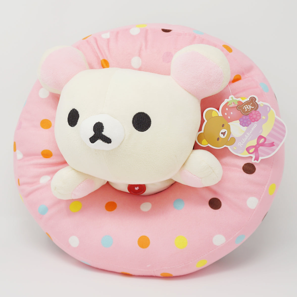 Medium Korilakkuma in Strawberry Donut Plush Rilakkuma San X