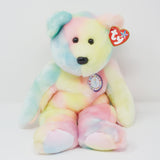 2001 Large B.B. the Bear Birthday Rainbow Plush Beanie Buddy - TY Beanie Babies