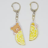 (No Tags) 2020 Lemon Pair Rilakkuma & Kiiroitori Keychain - Relax with Fruits Rilakkuma - San-X