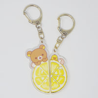 (No Tags) 2020 Lemon Pair Rilakkuma & Kiiroitori Keychain - Relax with Fruits Rilakkuma - San-X