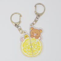 (No Tags) 2020 Lemon Pair Rilakkuma & Kiiroitori Keychain - Relax with Fruits Rilakkuma - San-X