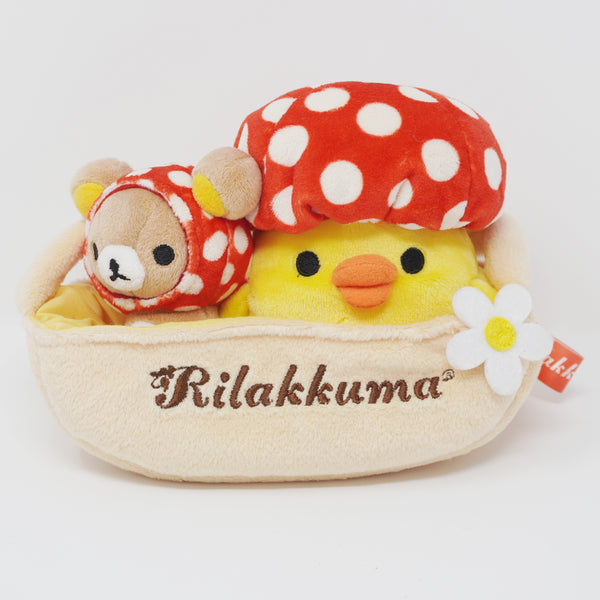 (No Tags) 2010 Rilakkuma & Kiiroitori Mushroom Basket Plush Set - Forest Theme Caravan Store Limited - San-X