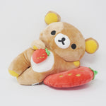 2018 Rilakkuma Lying on Strawberry Cushion Plush - 15th Anniversary Exhibition Rilakkuma Limited - San-X