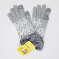 Korilakkuma Embroidery Grey Smartphone Gloves - Rilakkuma Winter - San-X