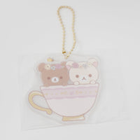 2023 Korilakkuma & Chairoikoguma in Teacup Keychain - KoriKogu's Flower Tea Time Rilakkuma - San-X