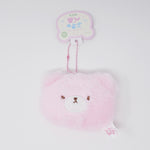 Fuzzy Pink Pukyu Bear Plush Keychain - Hokkori Face Yell Japan