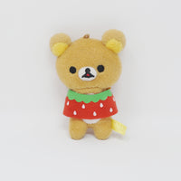 2015 Strawberry Poncho Cape Rilakkuma Prize Plush Keychain - Rilakkuma San-X