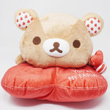 (No Tags) 2020 Medium Rilakkuma Lying Plush - Valentine's Heart Fair Rilakkuma Store & Kiddyland Limited - San-X