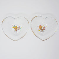 2010 Mister Donut Rilakkuma Heart Glass Bowl Pair - Misdo Rilakkuma Christmas - San-X