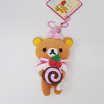 2008 Pink Christmas Cake Rilakkuma Plush Keychain - Rilakkuma - San-X