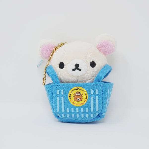 (No Tags) 2013 Korilakkuma in Shopping Basket Plush Keychain - 10th Anniversary Rilakkuma Lawson Limited - San-X