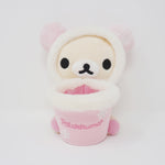 (No Tags) 2007 Korilakkuma with Cup Plush Pen Holder - Rilakkuma Pink Snow Winter - San-X