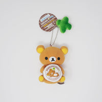 2009 Rilakkuma with Clover & Logo Plush Keychain - Rilakkuma Store Limited - San-X