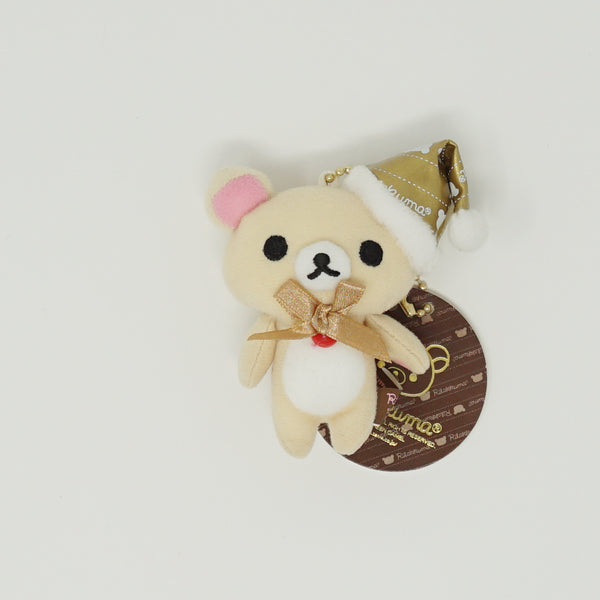 2009 Korilakkuma with Gold Santa Hat Prize Toy Plush Keychain - Luxury Christmas Theme