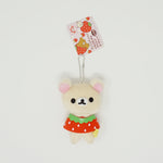 2015 Korilakkuma with Strawberry Cape Prize Toy Plush Keychain - Rilakkuma Strawberry