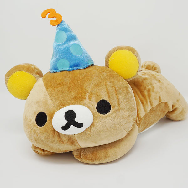 2006 Lying Rilakkuma with Party Hat Medium Plush - 3rd Anniversary Rilakkuma