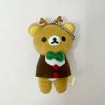 2015 Rilakkuma Brown Reindeer Cape Prize Plush Keychain  - Rilakkuma Christmas - San-X